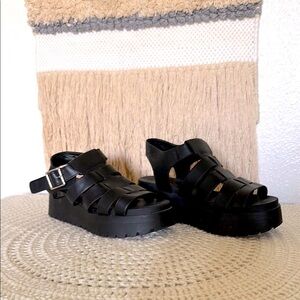 Soda Black Strappy Sandals